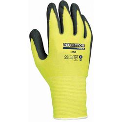 258/8 GUANTE NYLON PALMA RECUBIERTA LATEX RUGOSO SIN COSTURAS PUÑO AMARILLO