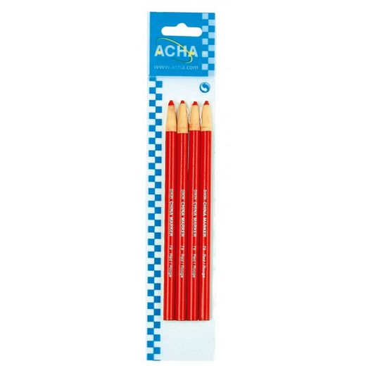 4 LAPICES PELABLES DE MINA BLANDA PARA PORCELANA, CRISTAL, ETC. ROJO