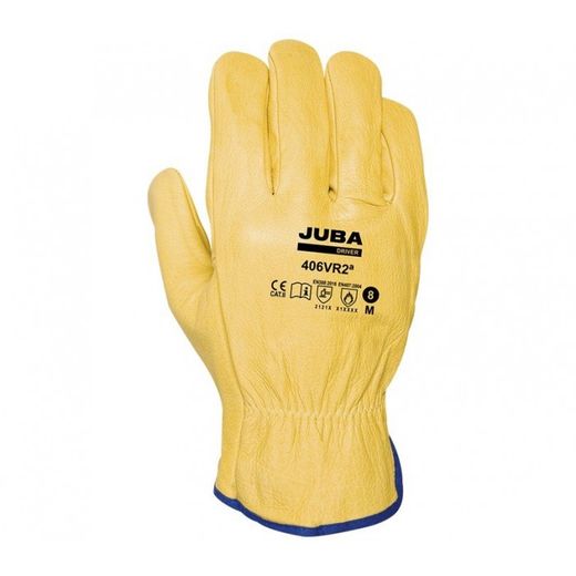 406VR2ª/7 GUANTE PIEL FLOR VACUNO PULGAR DE ALA VERSION ECONOMICA COLOR AMARILLO T-7