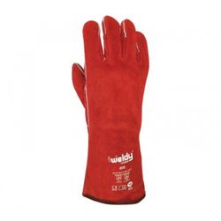 408/10 GUANTE PIEL SERRAJE CALIDAD EXTRA FORRO INTERIOR ALGODON COSIDO HILO KEVLAR ROJO