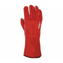 408/8 GUANTE PIEL SERRAJE CALIDAD EXTRA FORRO INTERIOR ALGODON COSIDO HILO KEVLAR ROJO