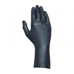 572NR/8 GUANTE NITRILO SIN POLVO AMBIDEXTROS EXTRAGRUESO Y EXTRALARGO NEGRO CLORINADO A