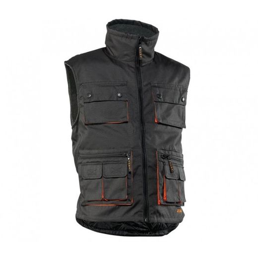 837NEGRO/XL CHALECO MULTIBOLSILLOS DE POLIESTER OXFORD/PU FORRO POLAR 3/4 COLOR NEGRO CON