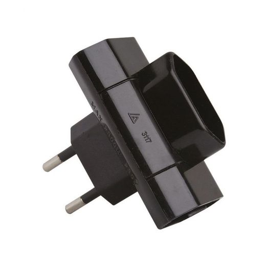 ADAPTADOR 3 TOMAS 10A 250V NEGRO