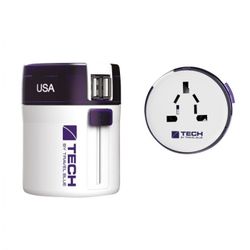 *ADAPTADOR DE VIAJE MUNDIAL + 2 USB