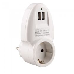 ADAPTADOR ONLEX 16A.CON DOBLE USB BLANCO