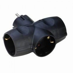 ADAPTADOR TRIPLE SCHUKO NEGRO 16A 250V