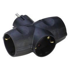 ADAPTADOR TRIPLE SCHUKO NEGRO 16A 250V