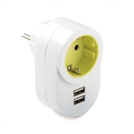 ADAPTADOR TT LATERAL 16A-250V CON 2 USB
