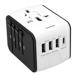 ADAPTADOR VIAJE 3USB+TYPE-C US/EU/AUS/UK