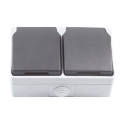 Amig 12417 | base doble estanca ip54-ip44 3650 | 128 x 80 x 52 mm | policarbonato | gris