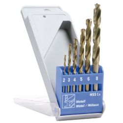 Amig 13891 | estuche brocas hssco din 338 20204 | ø2-3-4-5-6-8 | acero rápido al cobalto | din 338