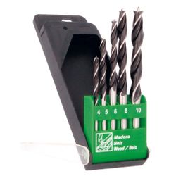 Amig 14010 | estuche brocas madera 22605 | ø4-5-6-8-10 | cromo vanadio (cr-v)