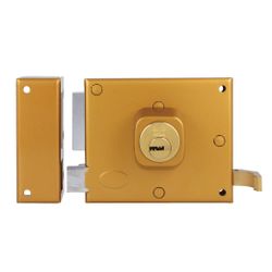 Amig 19987 | cerradura sobreponer 72 | 100 x 85 mm | acero | esmaltado oro - izquierda