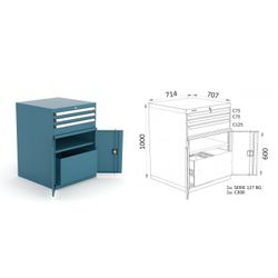 ARMARIO CON PUERTAS/CAJONES 714X730X1000 127 3 3