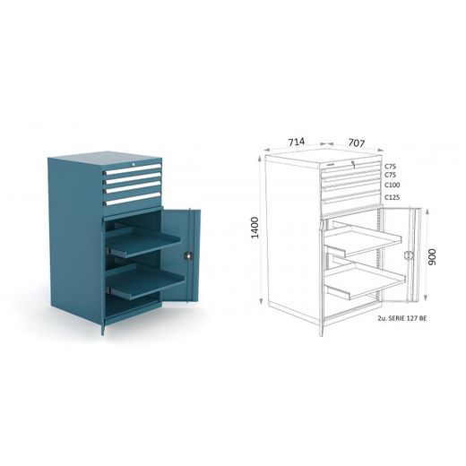 ARMARIO CON PUERTAS/CAJONES 714X730X1400 127 4 2