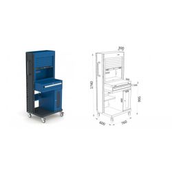 ARMARIO PC 4 RUEDAS (2 CON FRENO) CON PERSIANA 103 1 P