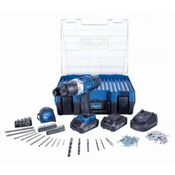 ATORNILLADOR PERCUTOR DE BATERIA DTB-20PROS SCHEPPACH - 20V - 2 BATERIAS + CARGADOR + MALETA 206 ACCESORIOS. PORTABROCAS