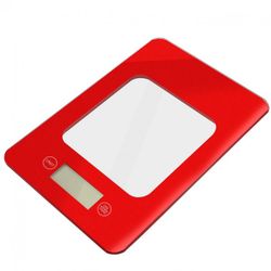 BALANZA COCINA CRIST.CUAD.KUKEN 5KG ROJA