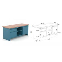 BANCO 1 CAJON 111 C200 - 1 PUERTA PP I- 1 BANDEJA BGCD - 1 PUERTA PG D 111 20 03