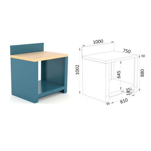 BANCO 1000X750X880MM.ENCIMERA CASTAÑO 150 10 PM