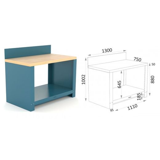BANCO 1300X750X880MM.ENCIMERA CASTAÑO 150 13 PM