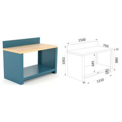BANCO 1500X750X880MM.ENCIMERA CASTAÑO 150 15 PM