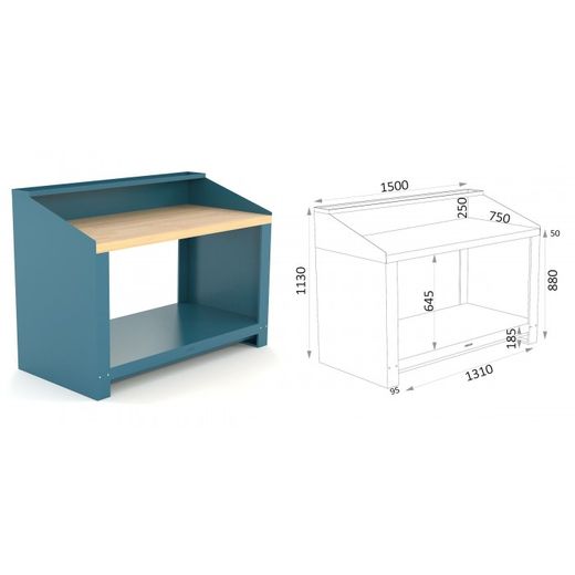 BANCO 1500X750X880MM.ENCIMERA CASTAÑO 150 15 SM