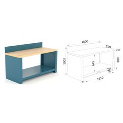 BANCO 1800X750X880MM.ENCIMERA CASTAÑO 150 18 PM