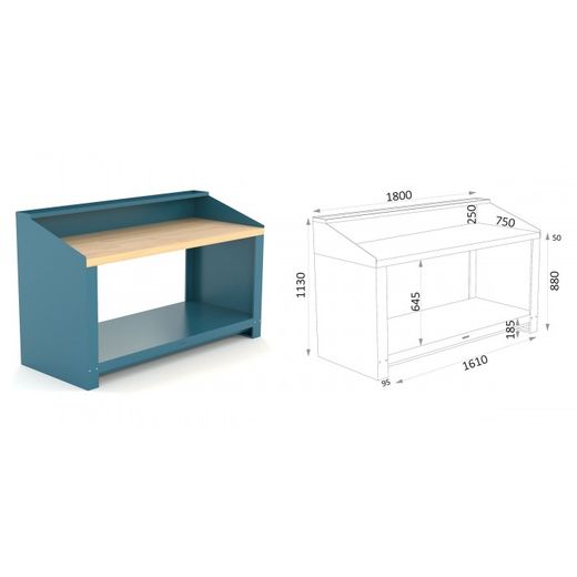 BANCO 1800X750X880MM.ENCIMERA CASTAÑO 150 18 SM