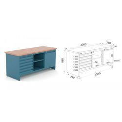 BANCO 6 CAJONES 111 C100 Y 1 BANDEJA 111 BGCD- 1 PUERTA 111 PG D 111 20 04