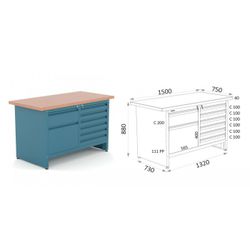 BANCO 6 CAJONES 111 C100 Y 1 CAJON 111 C200- 1 PUERTA 111 15 03