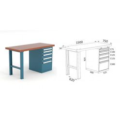 BANCO DE TRABAJO 1500X750X880MM 136 15 D1