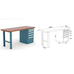 BANCO DE TRABAJO 1800X750X880MM 136 18 D1