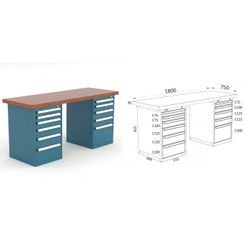 BANCO DE TRABAJO 1800X750X880MM 136 18 D2