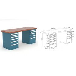 BANCO DE TRABAJO 2000X750X880MM 136 20 D2