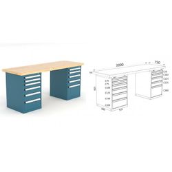 BANCO DE TRABAJO 2000X750X880MM 136 20 M2