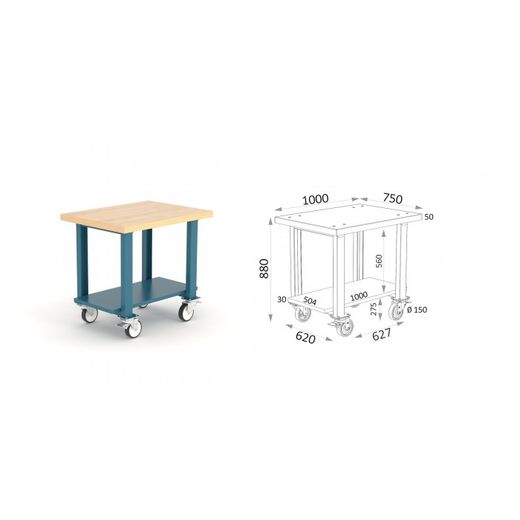 BANCO DE TRABAJO CON RUEDAS ENCI.MAD. 112 10 MR