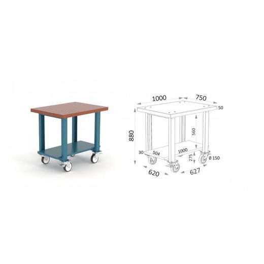 BANCO DE TRABAJO CON RUEDAS ENCIMERA DM 112 10 DR