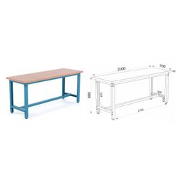 BANCO DE TRABAJO DESMONTABLE 2000X700X880 ENCIMERA EN DM DE 40MM