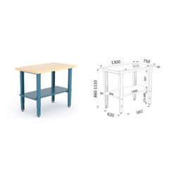 BANCO MADERA CASTAÑO PATAS GRADUABLES 1300X750X880