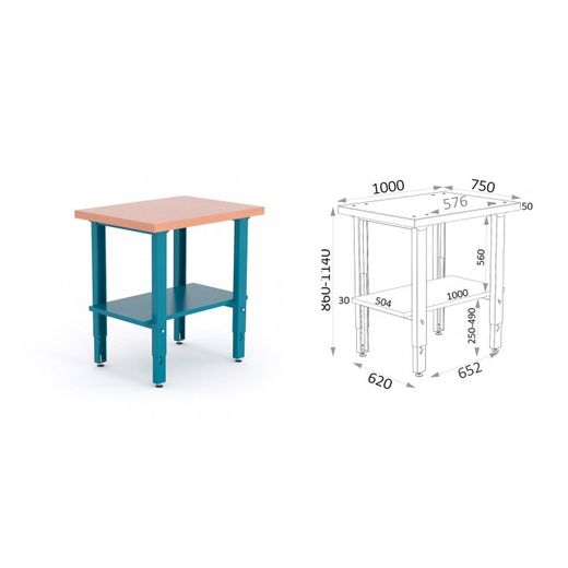 BANCO MADERA DM PATAS GRADUABLES 1000X750X880