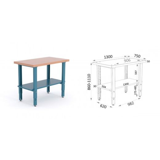 BANCO MADERA DM PATAS GRADUABLES 1300X750X880