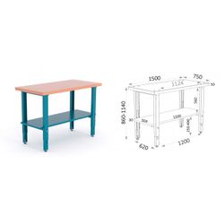 BANCO MADERA DM PATAS GRADUABLES 1500X750X880