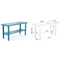 BANCO METALICO CON PATAS GRADUABLES 2000X750X880