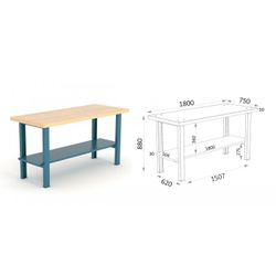 BANCO SOBRE MADERA 1800X750X880