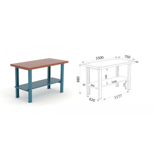 BANCO SOBRE MADERA DM 1500X750X880