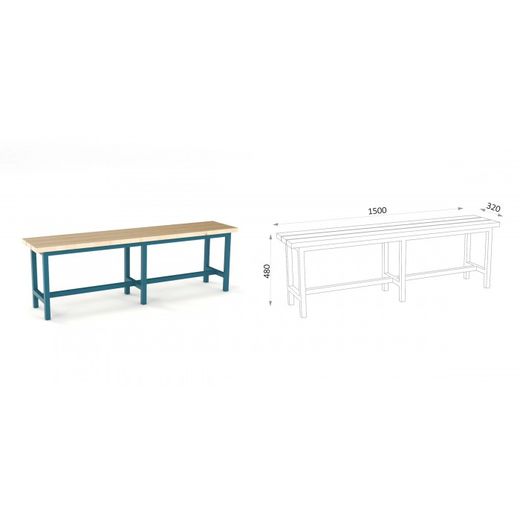 BANCO VESTUARIO 1500X480X320MM
