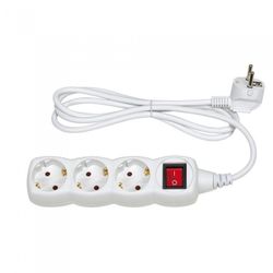 BASE 3 TOMAS TT INTERRUPTOR CABLE 1,5M 3G1 BLANCO