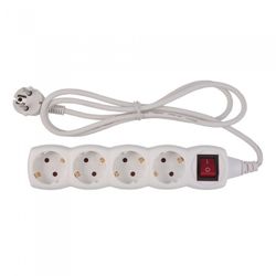 BASE 4 TOMAS TT INTERRUPTOR CABLE 1,5M 3G1 BLANCO